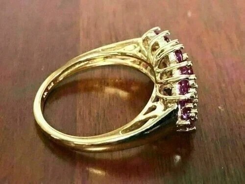 2.20Ct VVS1 Round Cut Lab-Created Red Ruby Anniversary Gift 14K Gold Finish Ring