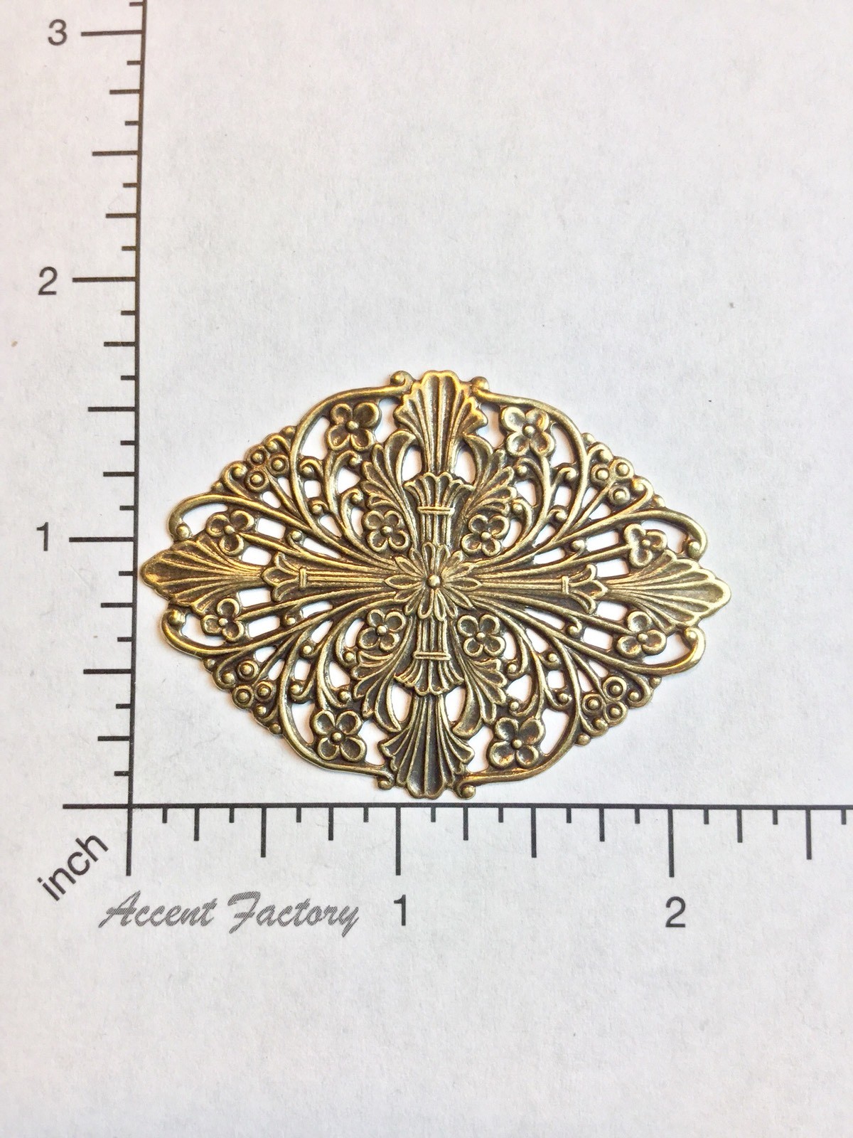24423 Brass Oxidized Victorian Filigree Jewelry Finding