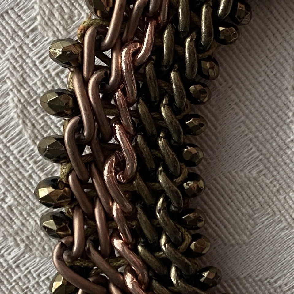 Chainmaille Statement Necklace 21” Copper Bronze Color Byzantine 4n1 Chain Weave