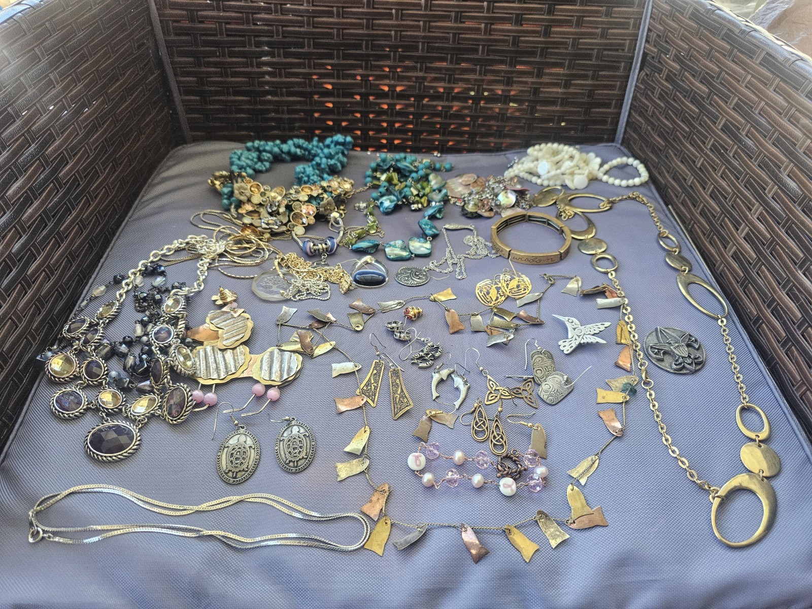 Vintage To Now CRAFT JUNK SCRAP Jewelry Lot Parts Or Repurpose Pre Owned V9