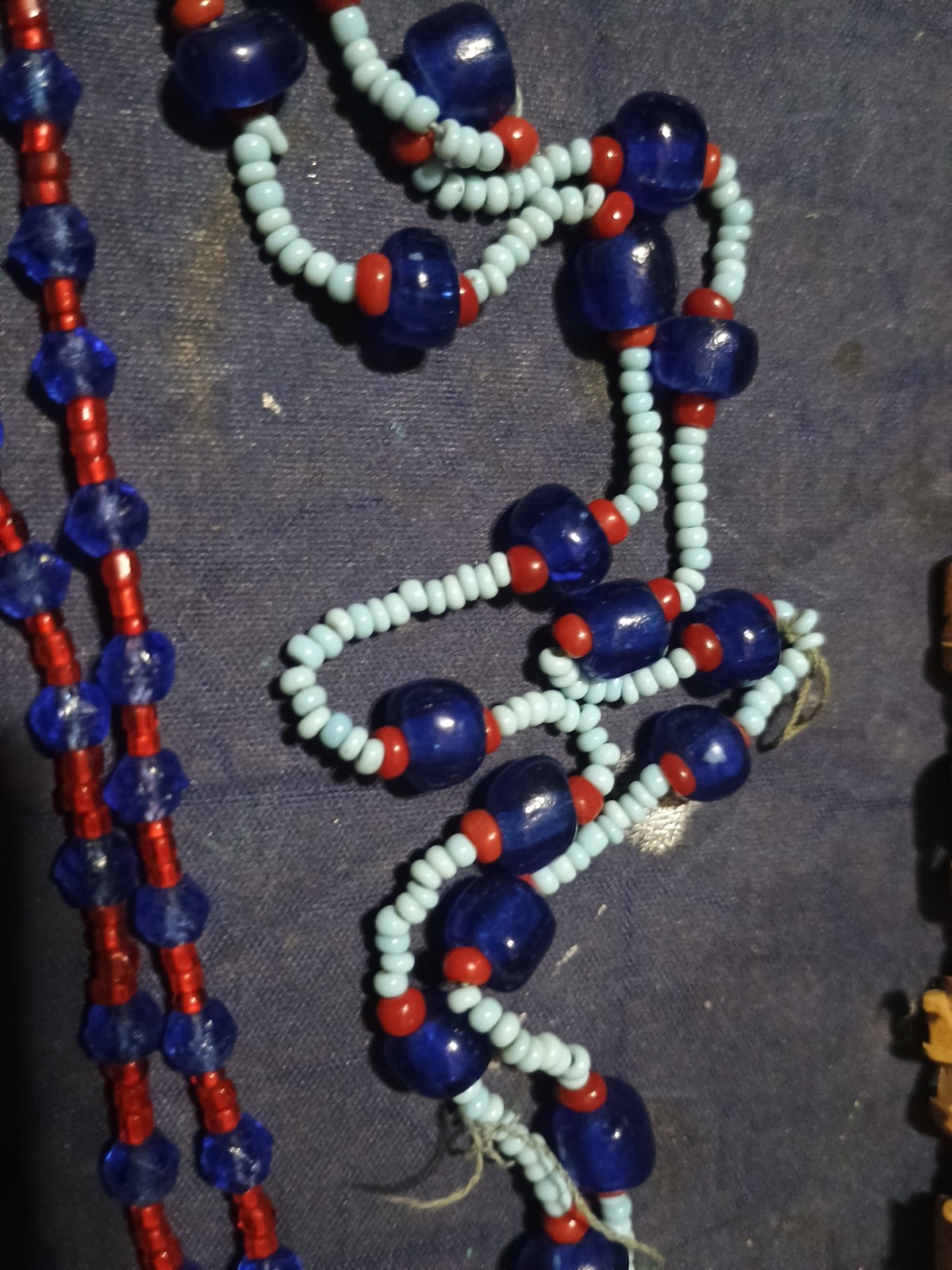 1 Vtg Carved Wooden African Elephant Necklace,Plus 3 Beaded Necklaces.