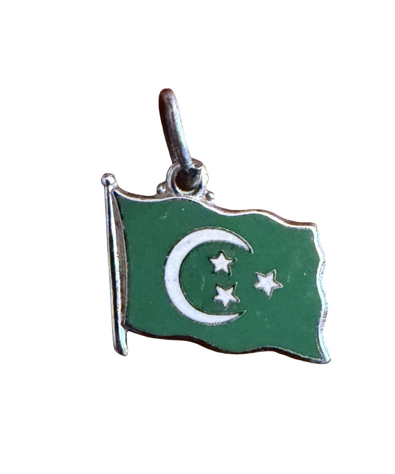 Vintage silver KINGDOM OF EGYPT COUNTRY FLAG SOUVENIR charm #1560