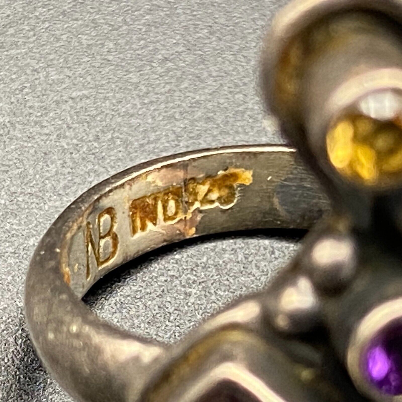 Vintage Multiple Stones Sterling Silver Ring Size 6