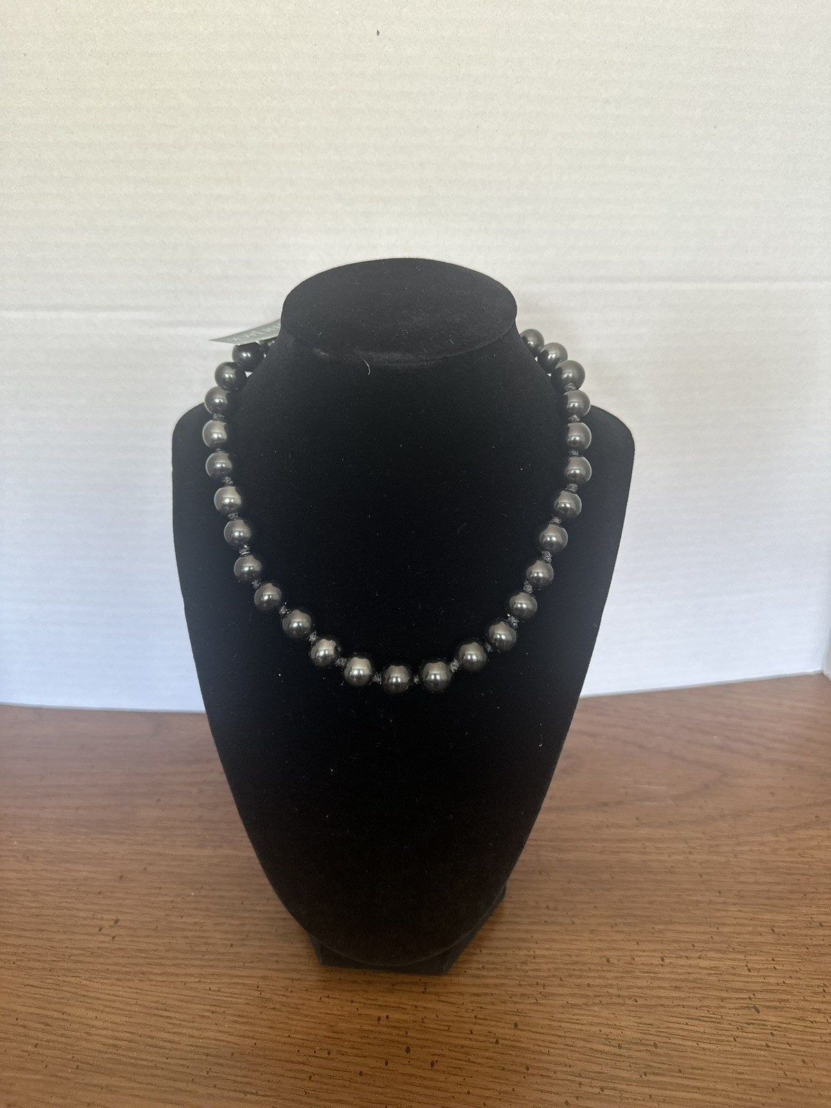Judith Jack Sterling Marcasite Faux Dark Gray Pearl Necklace