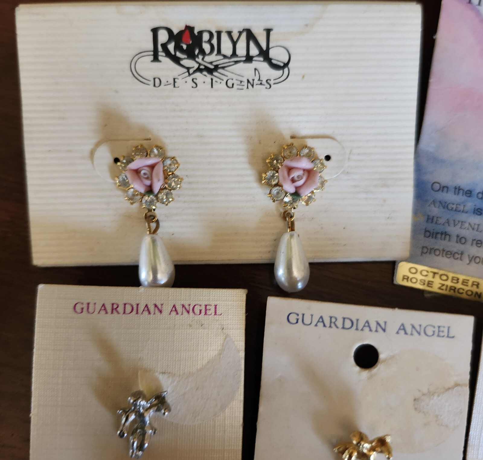 BN Assorted Vintage 9 Pieces Earrings Tac Pins Angels Unused Jewelry