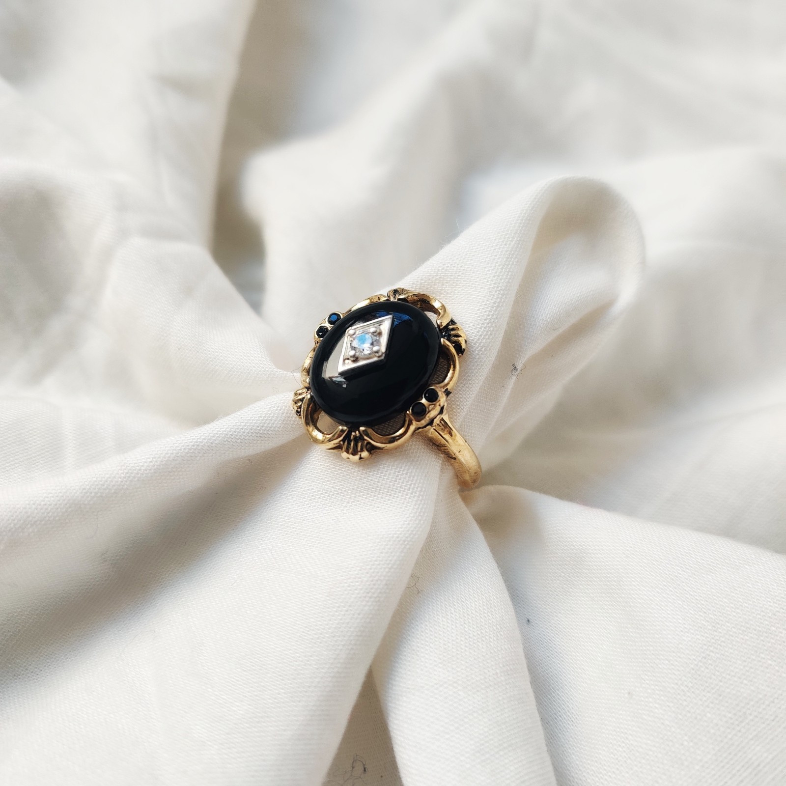 antique 925 silver vintage Victorian art deco handmade black onyx ring best gift