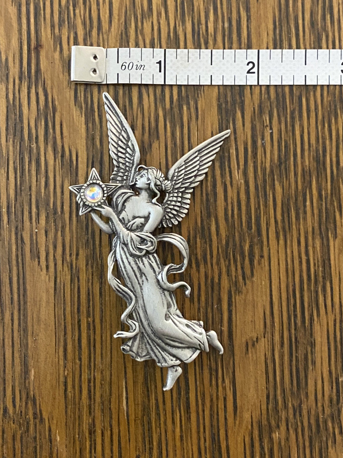 JONETTE JEWELRY – PEWTER ANGEL STAR BROOCH /PIN **FREE SHIPPING**