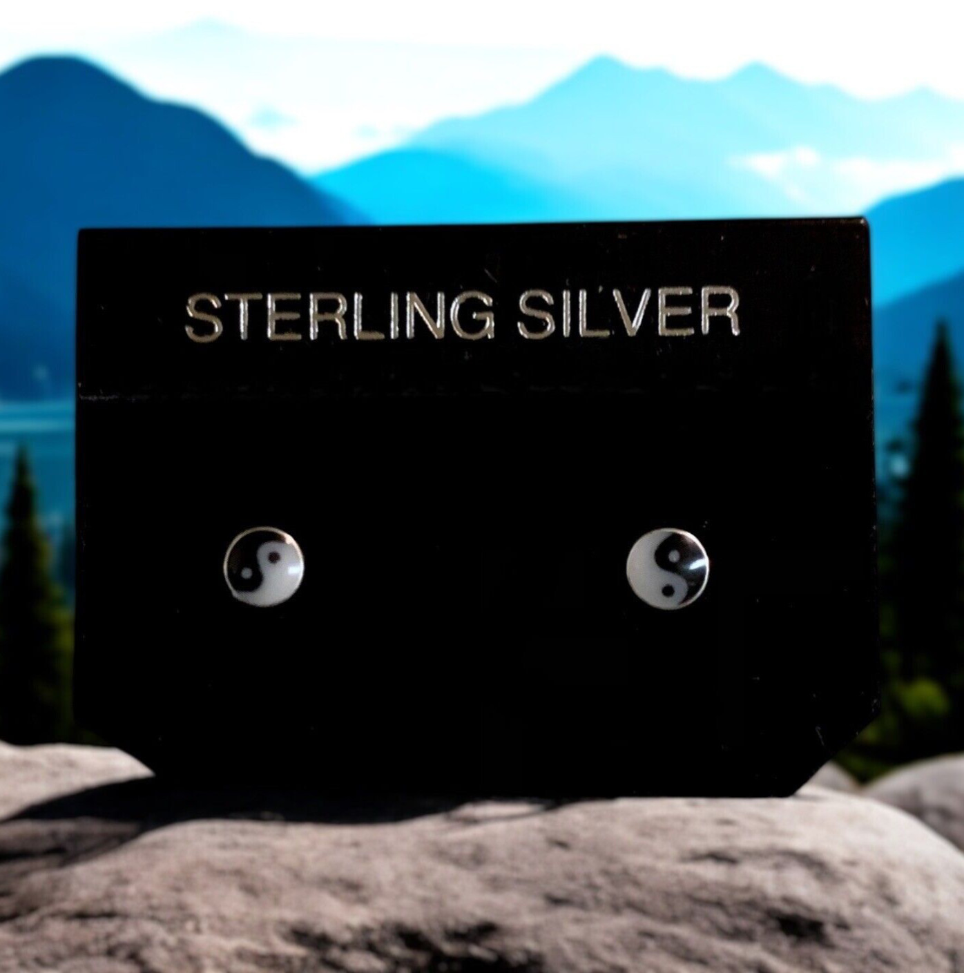 Sterling Silver Tiny Yin Yang Stud Earrings 5mm