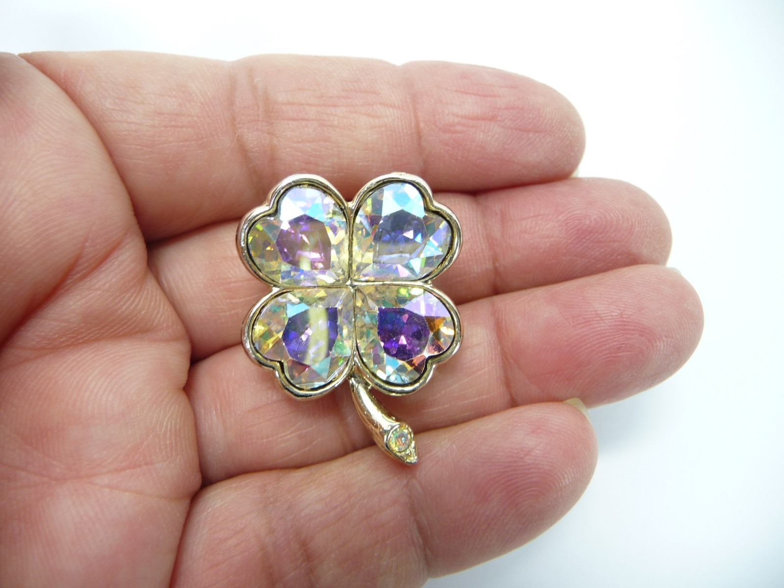 Estate Vintage Signed WEISS Clear Rhinestone Floral Brooch USA Seller