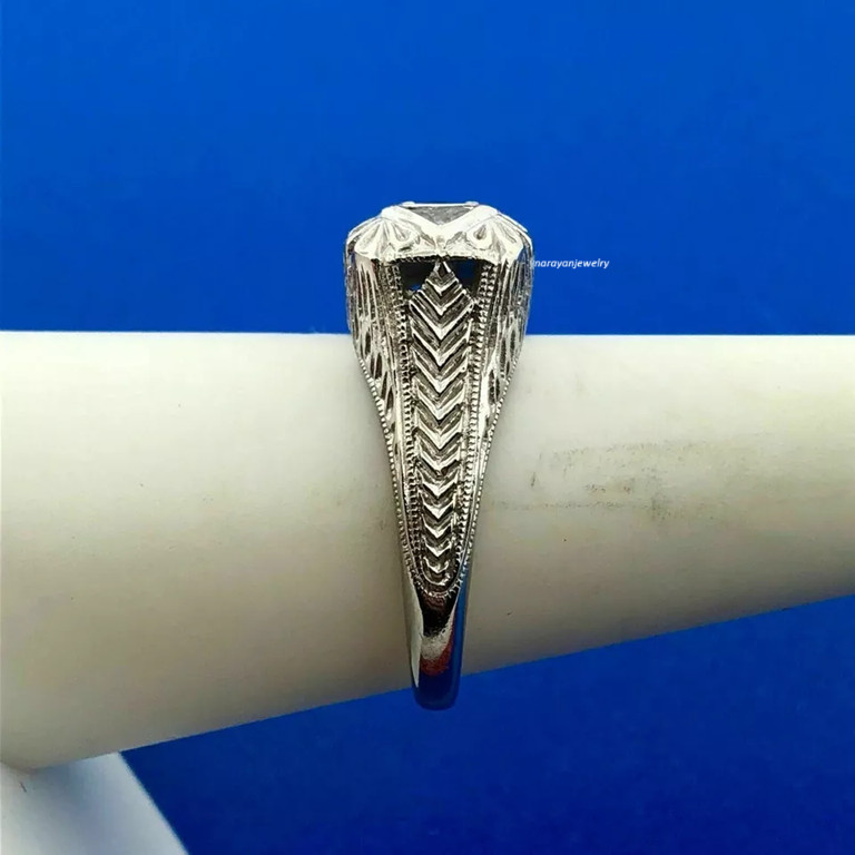 Edwardian Women’s 2Ct Sapphire Antique Engagement Ring 14K White Gold Plated