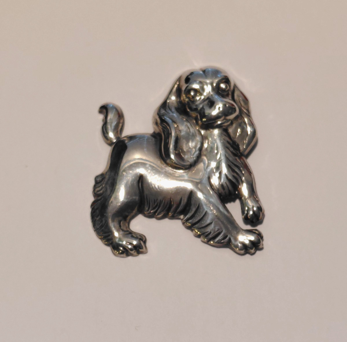 Vintage Cocker Spaniel Sterling Silver Pin by Lang 1 5/8″