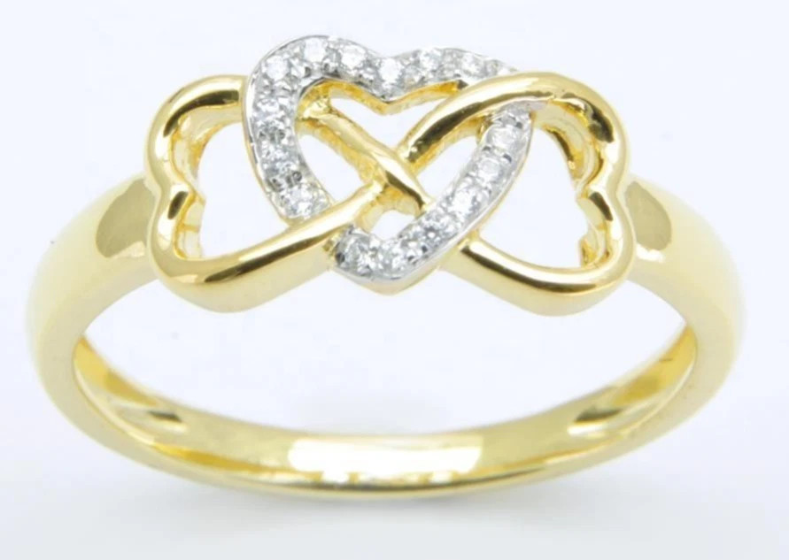 0.10TCW Round Cut White Moissanite Heart Shaped Bride Ring In 10K Yellow Gold FN