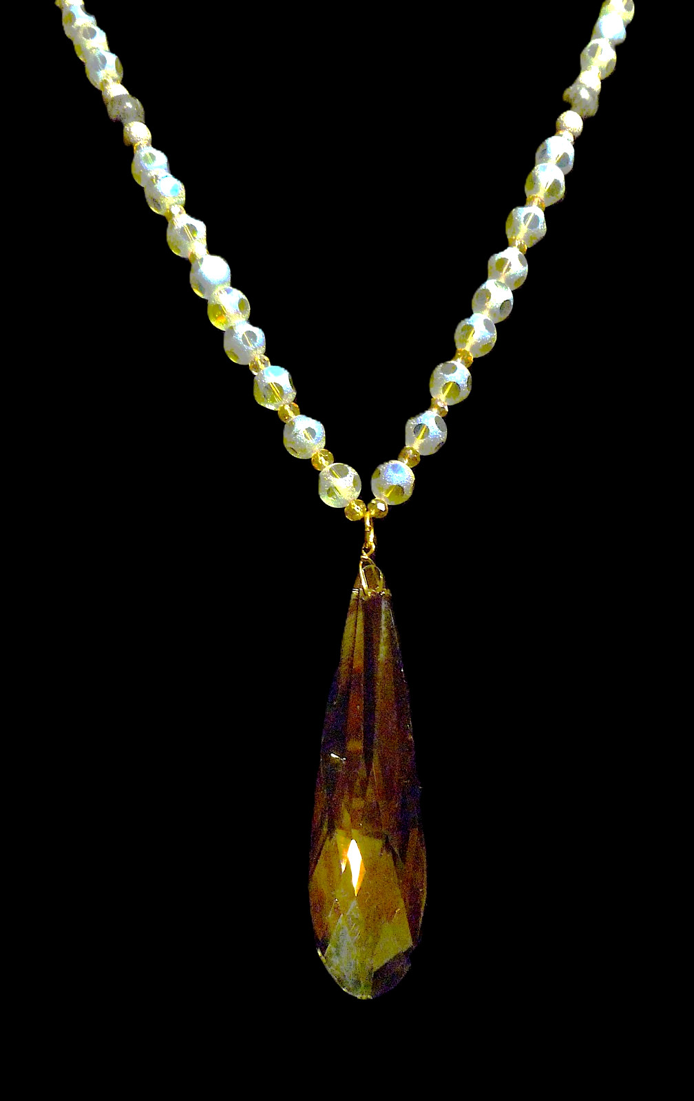 6 Piece LOT of UNIQUE VARIETY CRYSTAL / GLASS BEAD PENDANT / TASSEL NECKLACES