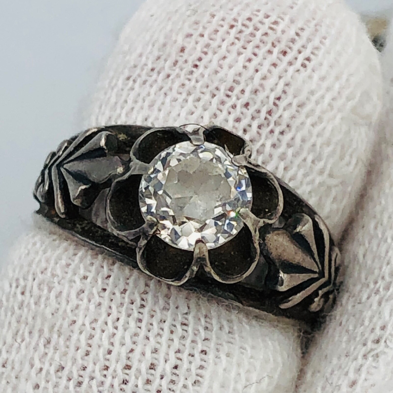 Soviet Engagement Ring Silver 875 Rock Crystal Size 5
