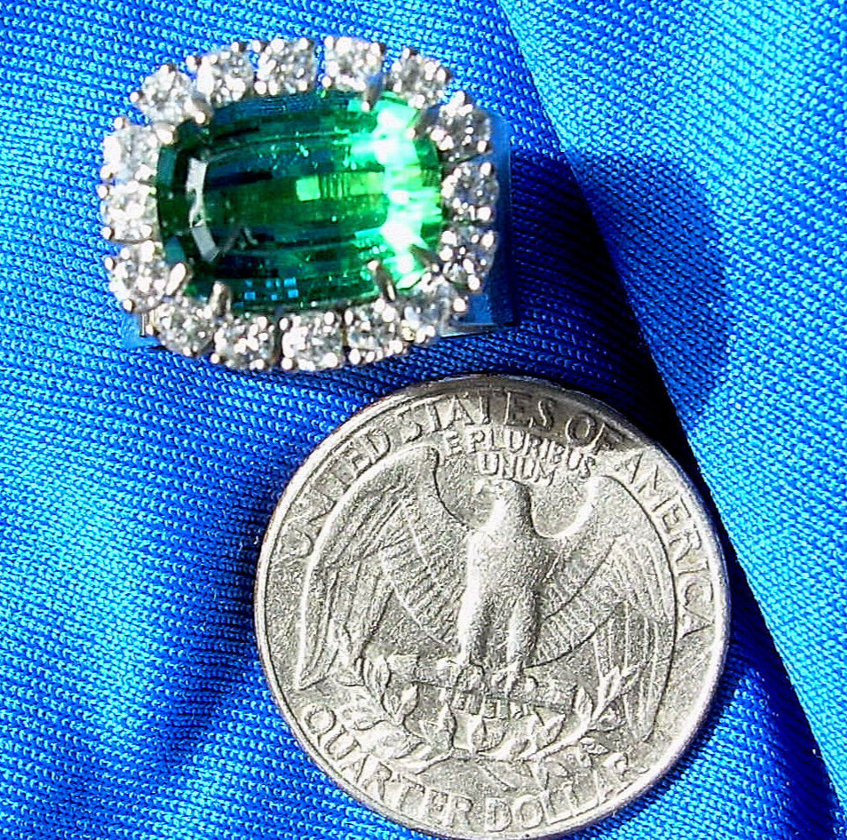 EARTH MINED Sea foam Blue Green PARAIBA Tourmaline DIAMOND Designer Deco Ring