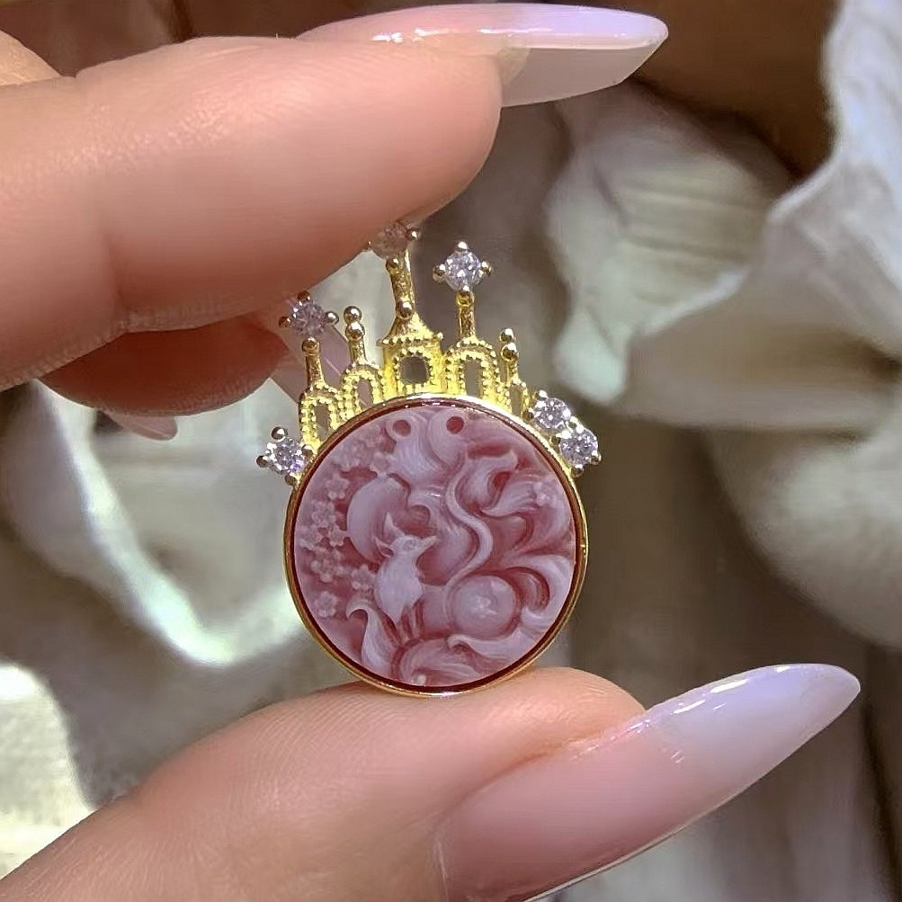 925 sterling silver red Agate Cameo vintage jewelry Pendant estate jewelry