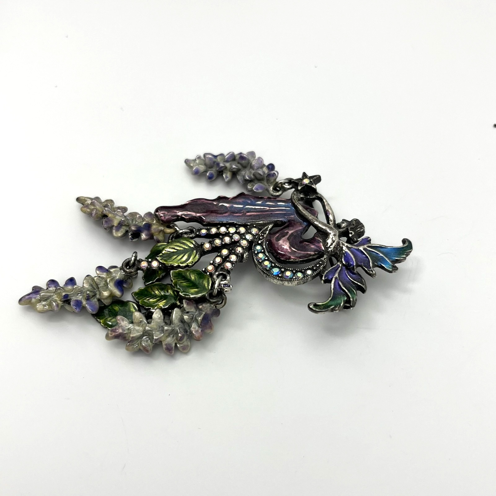 Kirks Folly Enchanted Fairy Moon Brooch Wisteria Flowers
