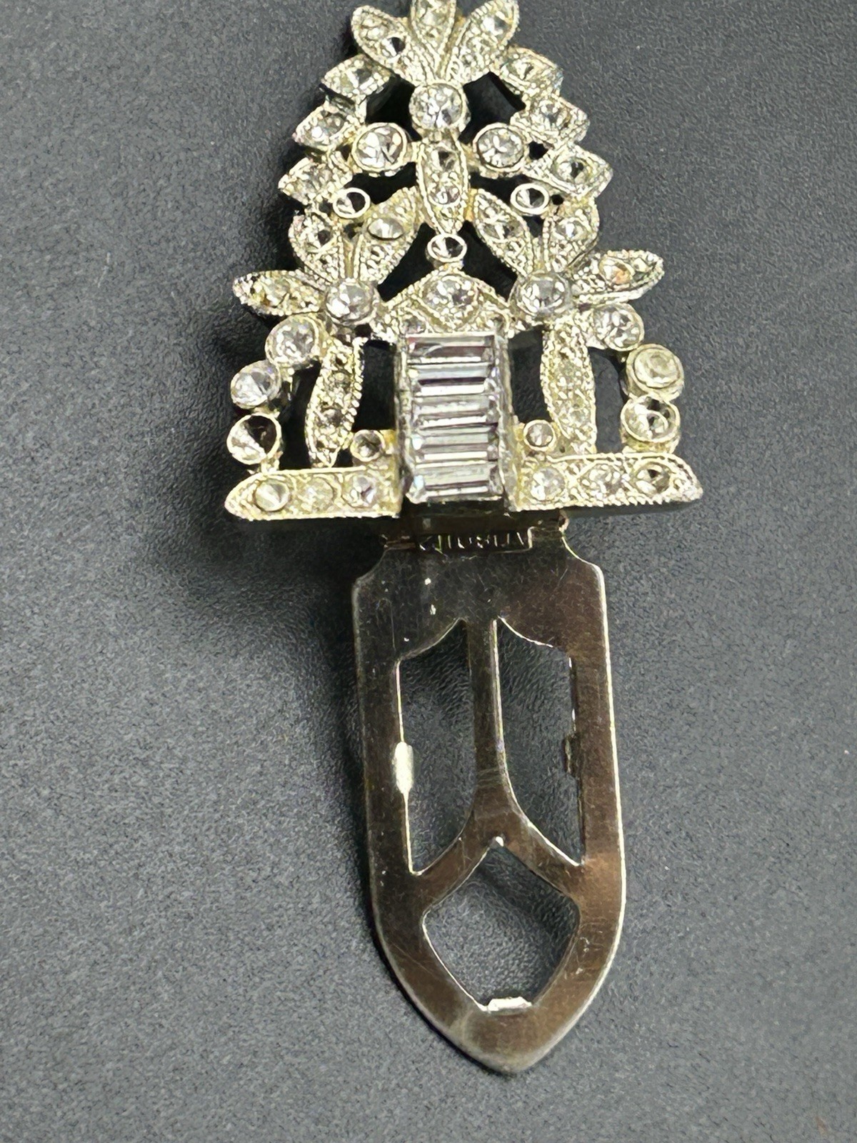 Pat Pend AT180112 Clear Rhinestones Duette Brooch Dress Clips (Missing Stones)