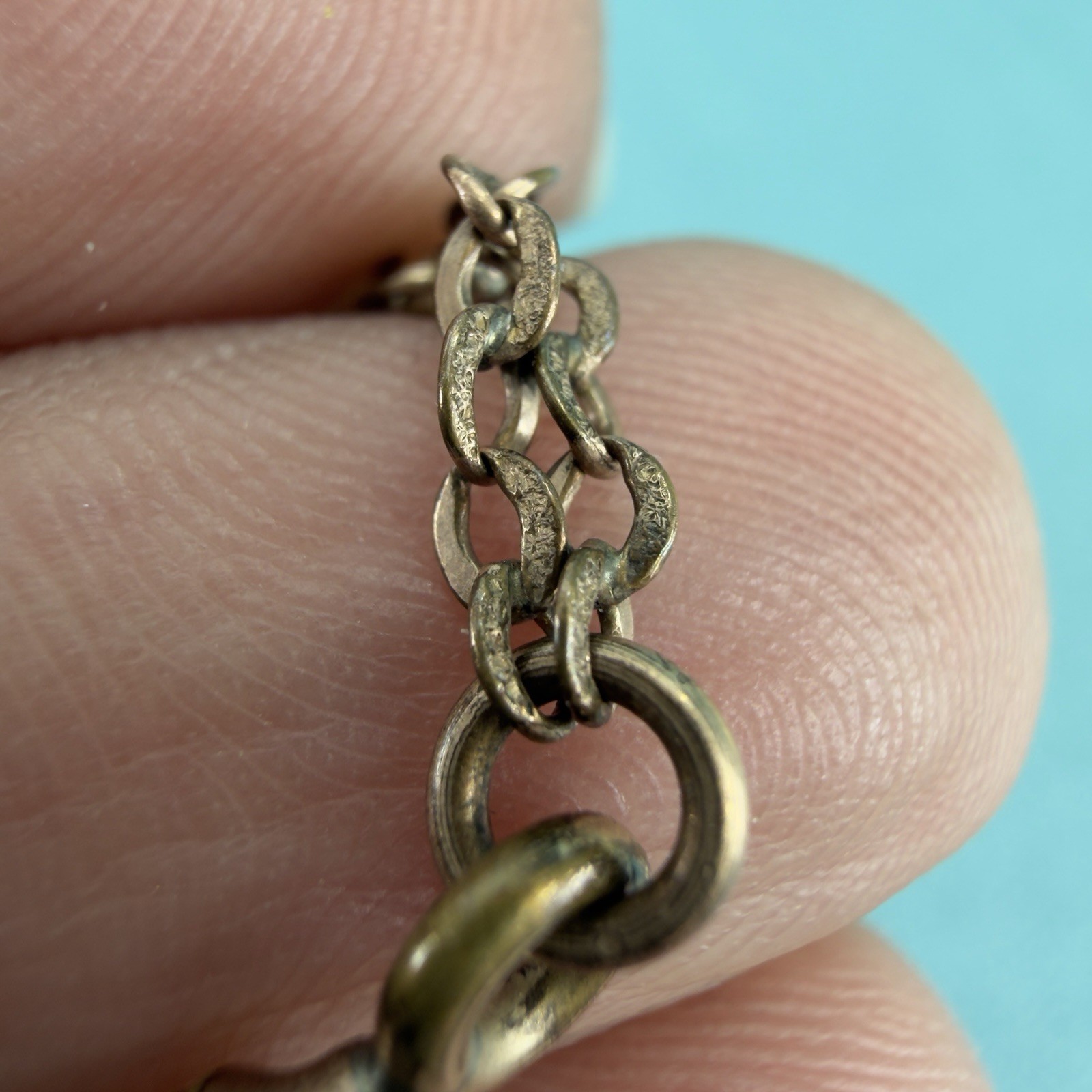 Victorian Antique 10K SOLID GOLD Pearl Turquoise SLIDE 48 GF Watch Chain D&C Fob