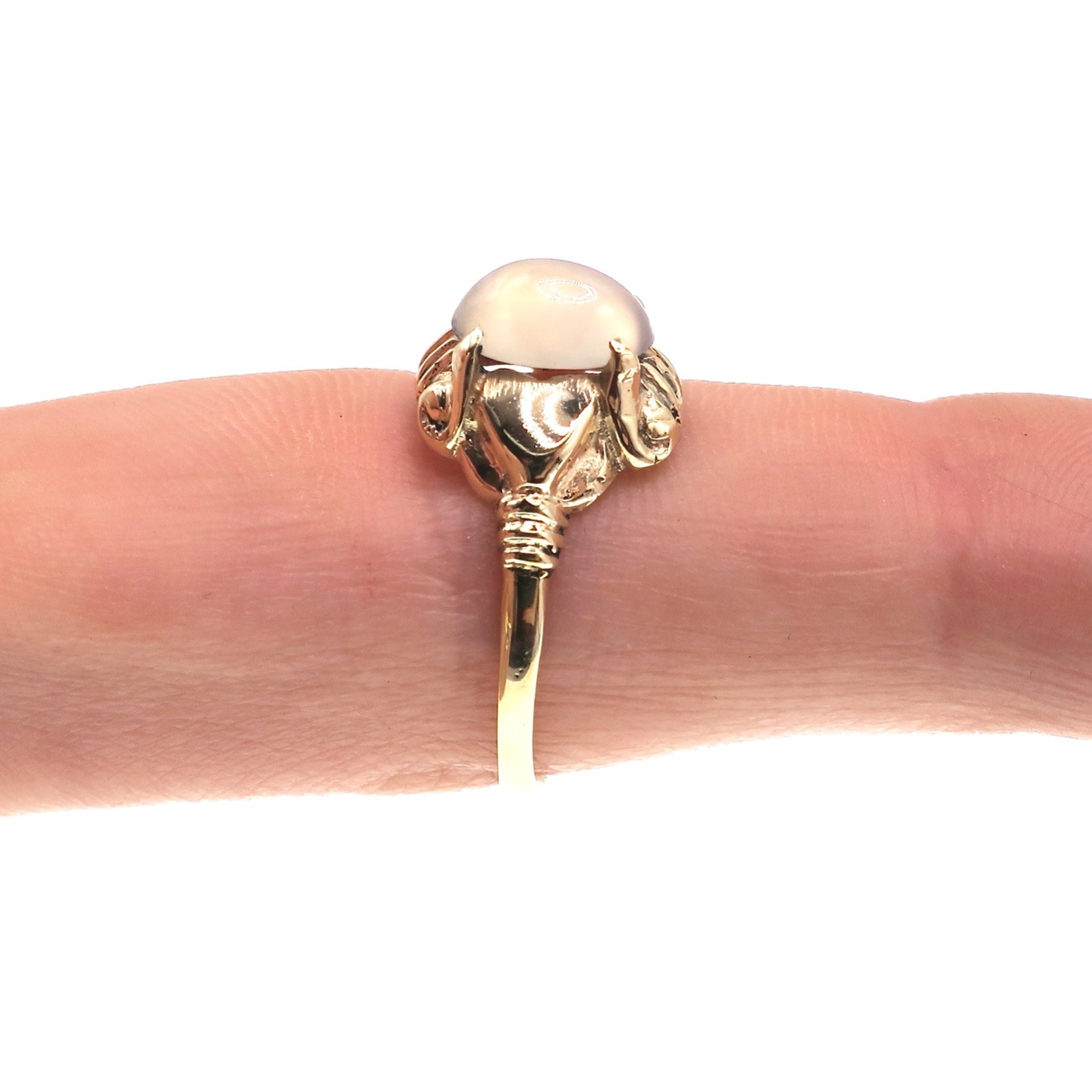 Vintage Victorian Style Oval Shape Moonstone Ring 10K Yellow Gold Size 7.5