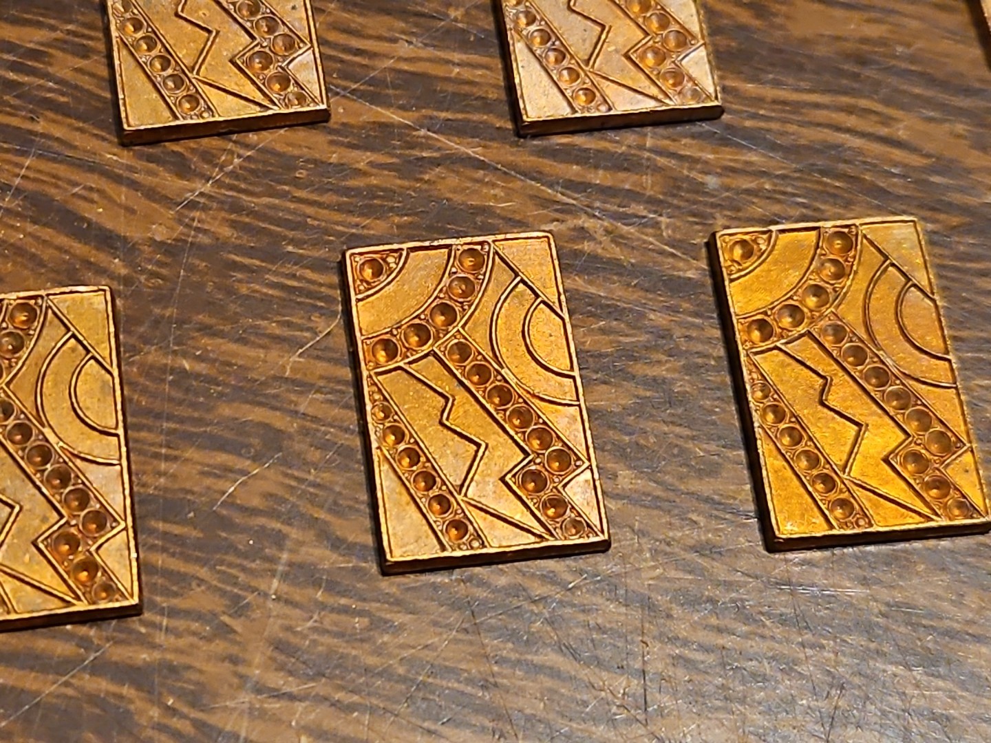 Lot Of 10 Studded Rectangle France Vintage 60s Brass Stampings Findings Jewelry