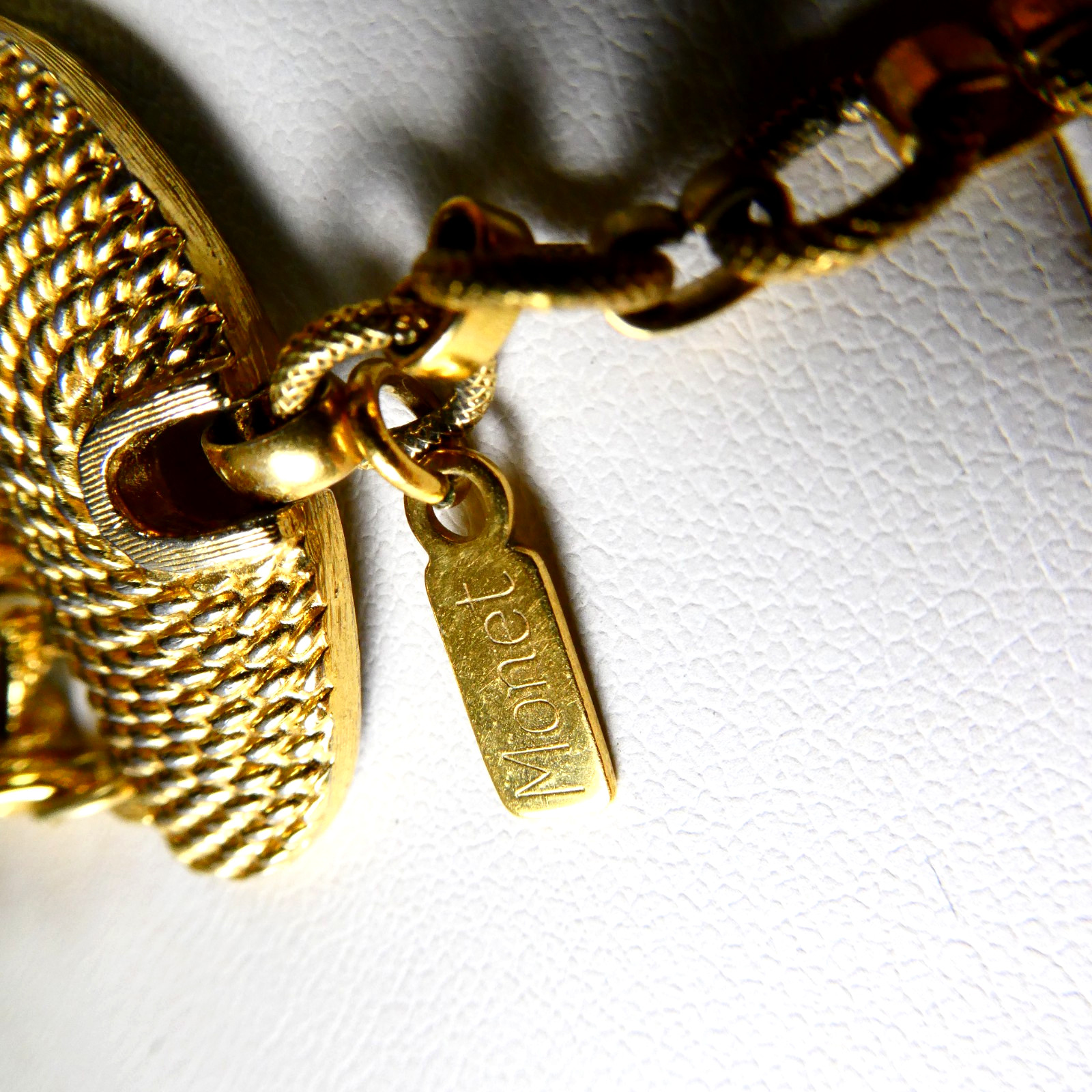 Vintage MONET Multi Strand Chain Necklace Bib 4 Strand Hook Clasp