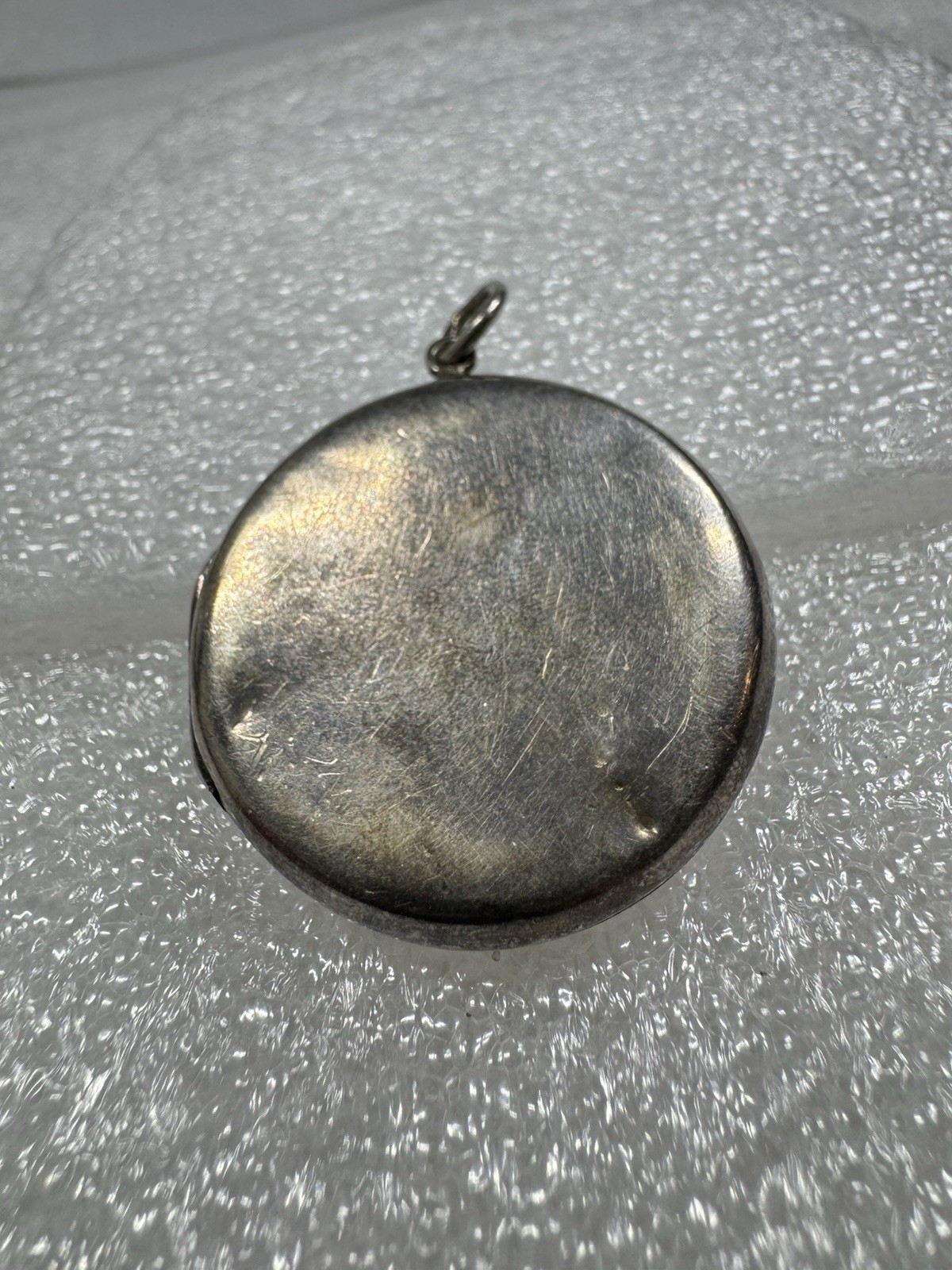 Antique Sterling Silver Art Nouveau Repousse Lady Crescent Moon & Stars Locket