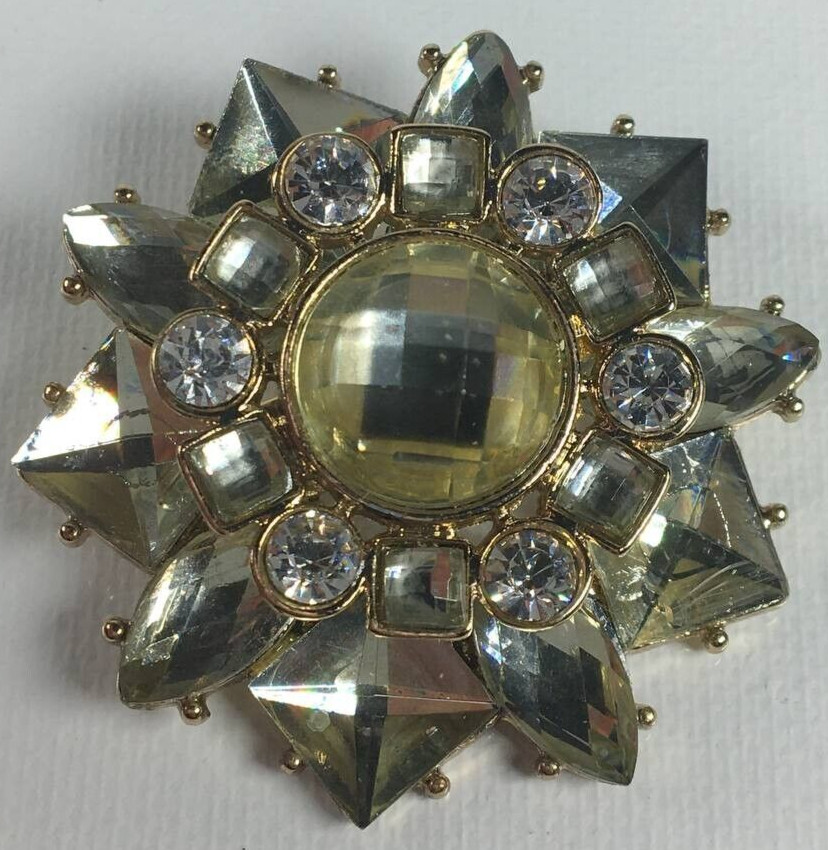 Vintage Metal Stars Shape & Rhinestones Brooch Pin Gold Tone Accessories Jewelry