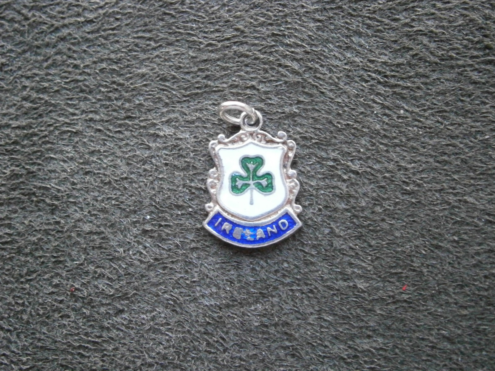 Ireland Shamrock WBs Sterling Silver Enamel Travel Bracelet Charm Pendant FLAW