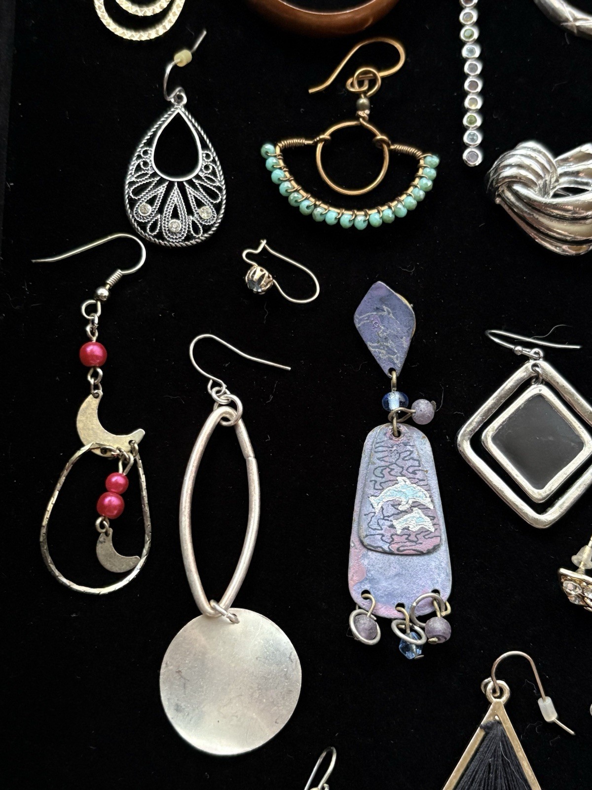 Vintage Single Earring Lot 44 Pieces Craft Repurpose Some Signed Rhinestones #3