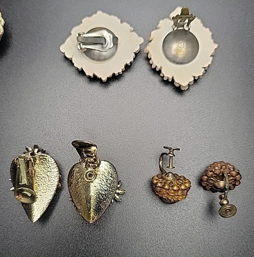 Vtg 1950s 1960s Clip On Earring Lot 13 Pairs Japan Hong Kong Beaded Cluster MCM