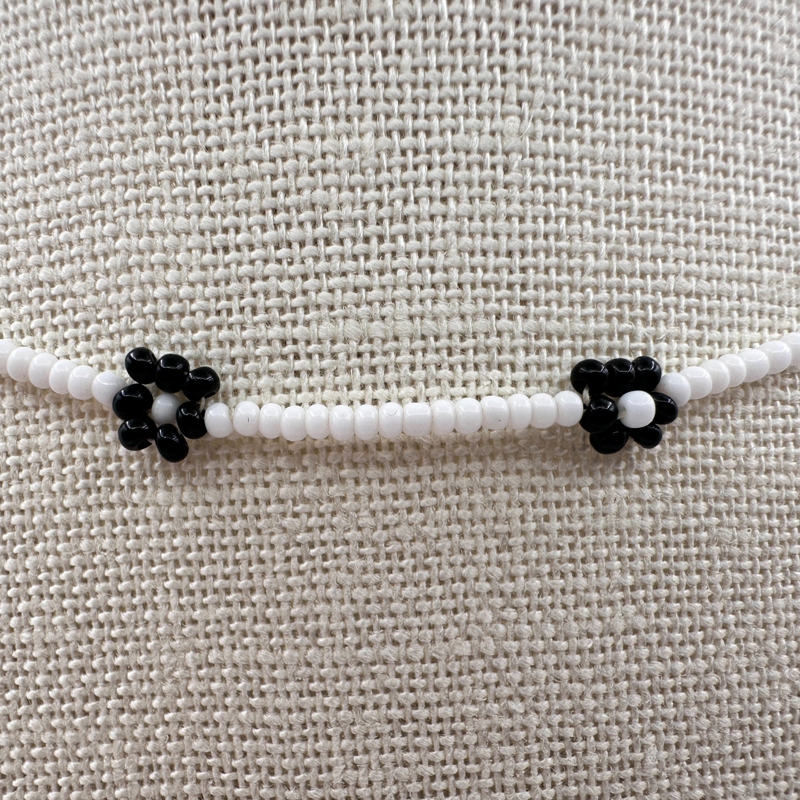 Vintage 90s Silver-Tone Beaded Floral Choker Necklace Set Women’s Jewelry