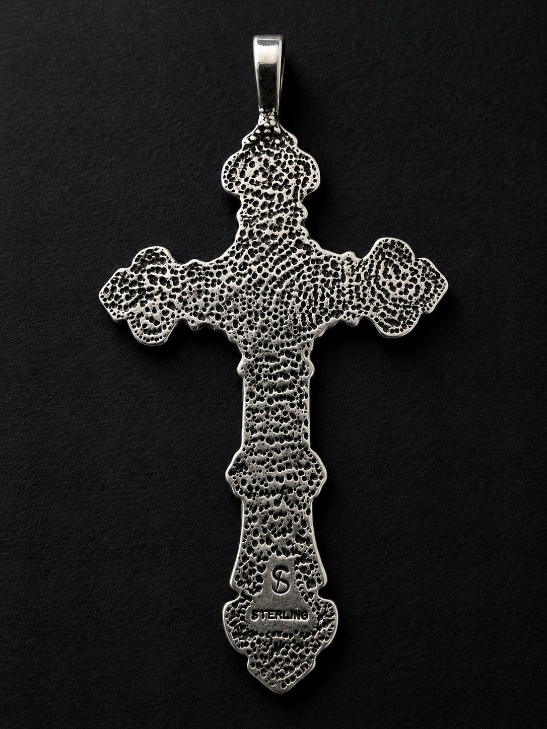 Antique Victorian .925 Sterling Silver Gothic Cross Pendant Ornate Religious
