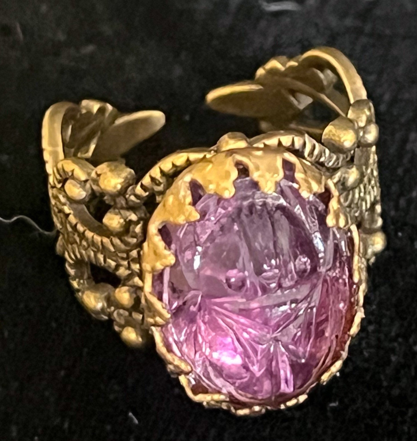 Scarab Ring Egyptian Beetle Antique Czech Glass Egyptian Revival Jewelry