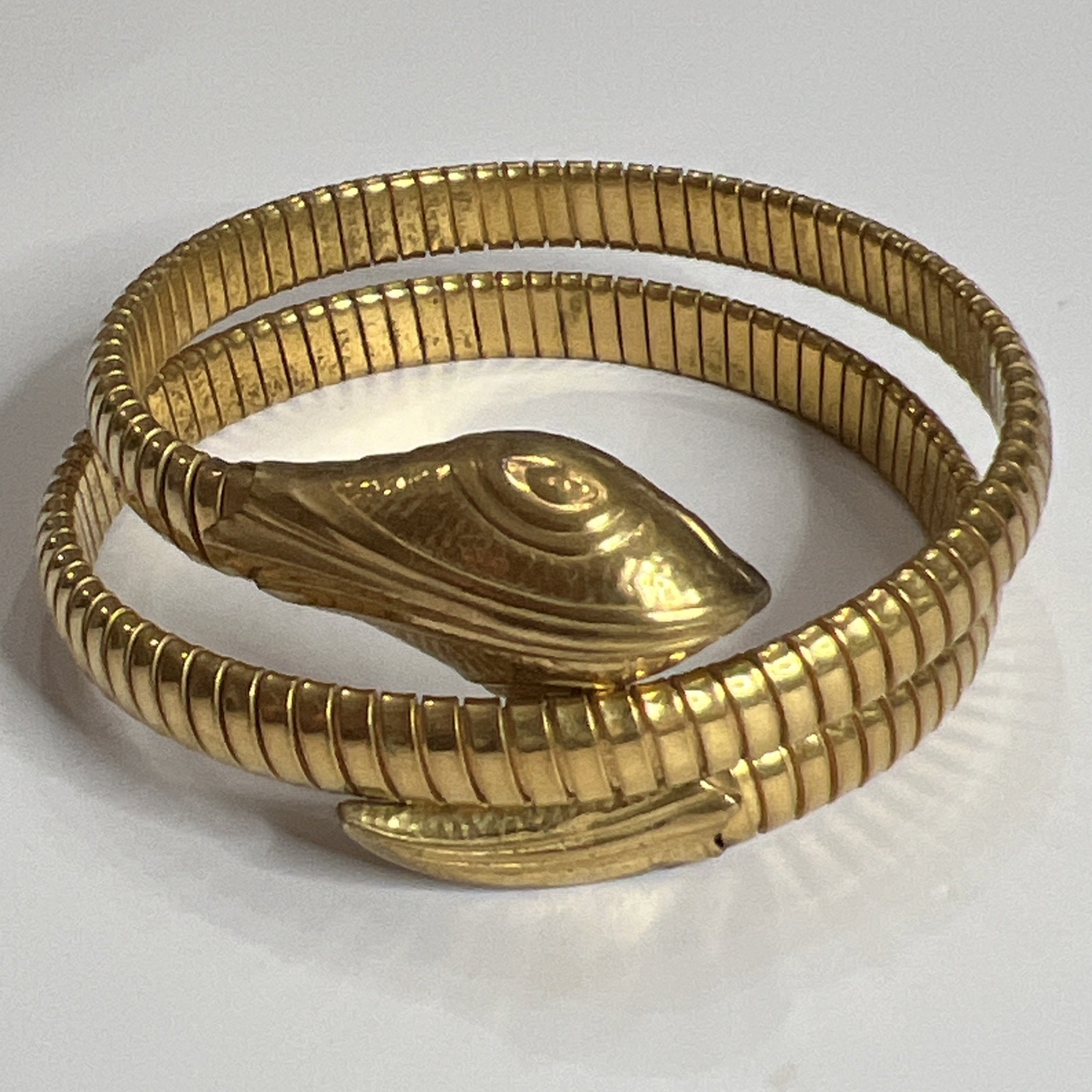 Vintage Art Deco Gold Tone Flexible Coil Snake Wrap Bracelet