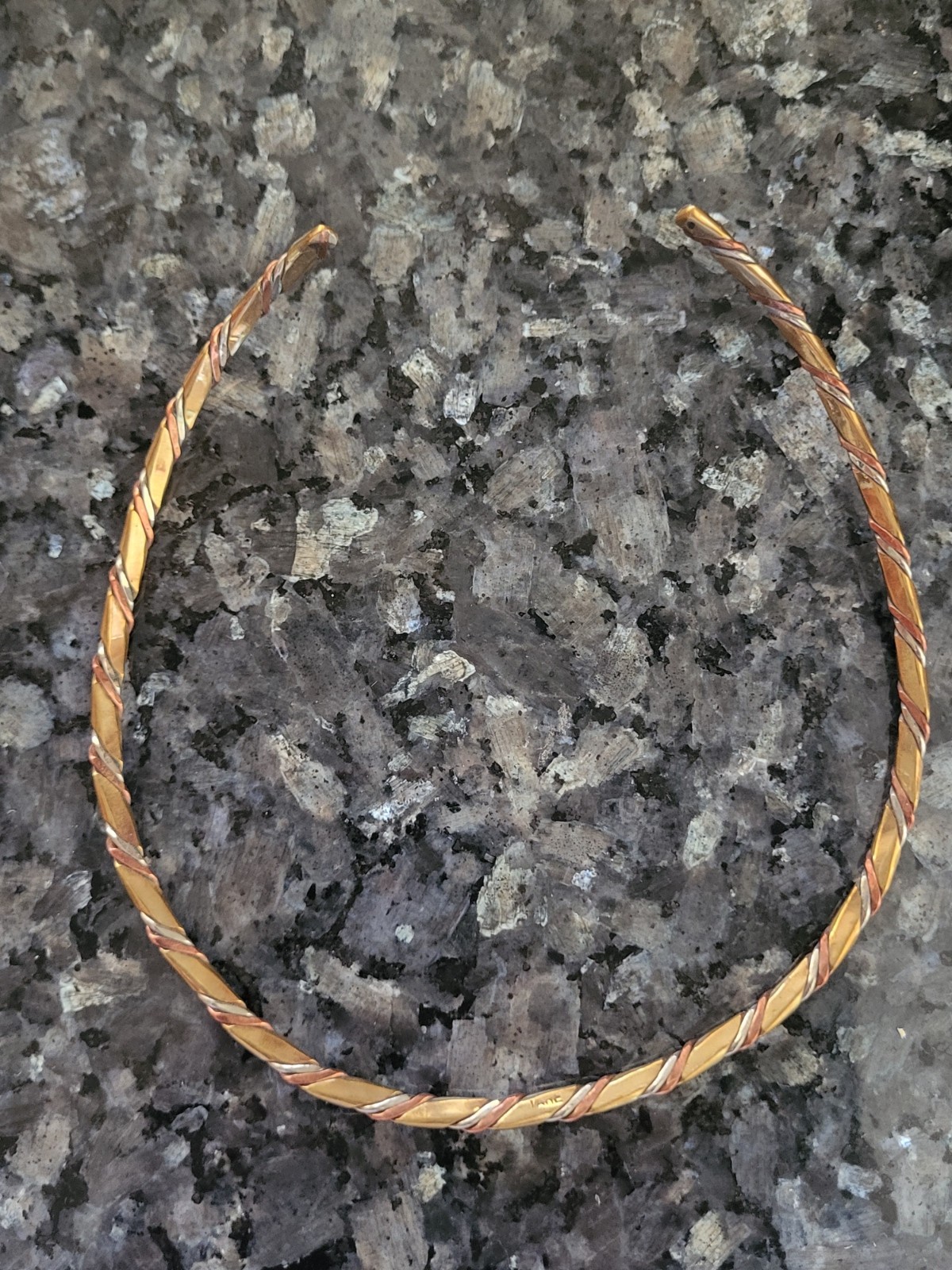Vintage TANE Hand Fabricated Silver Copper Brass Twisted Wire Neck Collar Choker