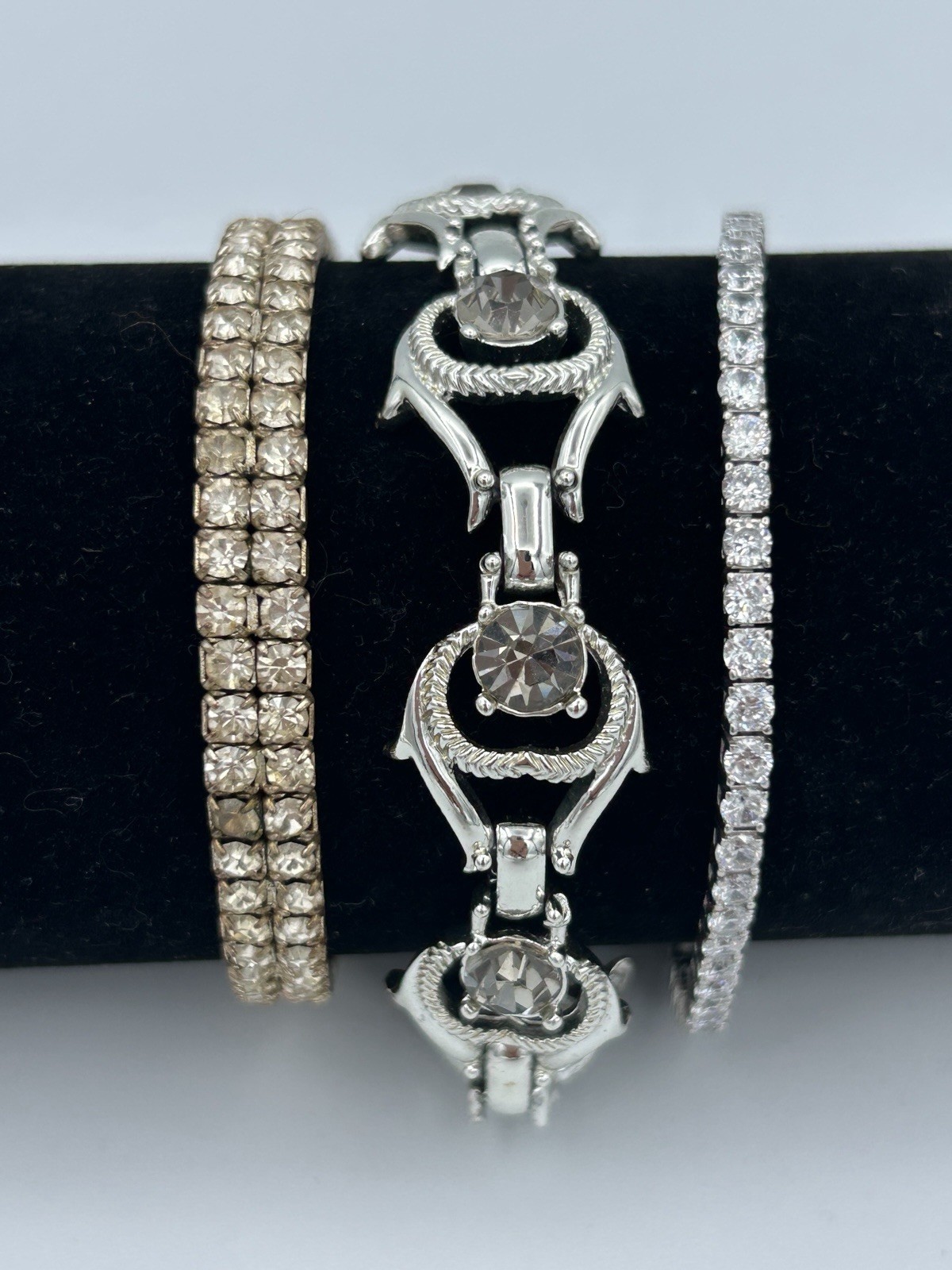 Vintage Rhinestone Crystal Sparkle Bracelets Lot Of 11 Various Styles