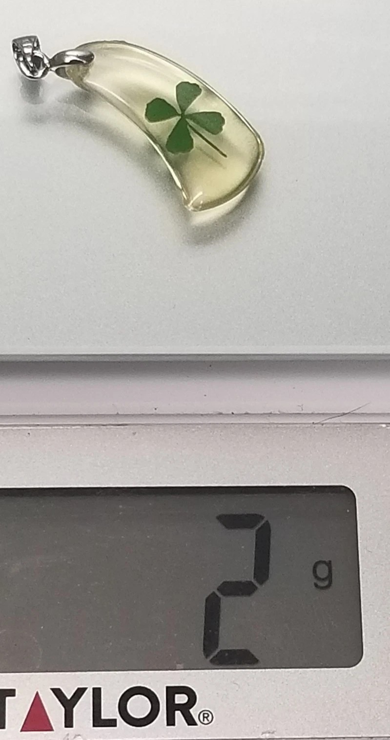 Lucite 4 Leaf Lucky Clover Charm Pendant Lightweight 18K Gold Plate Bale Vintage