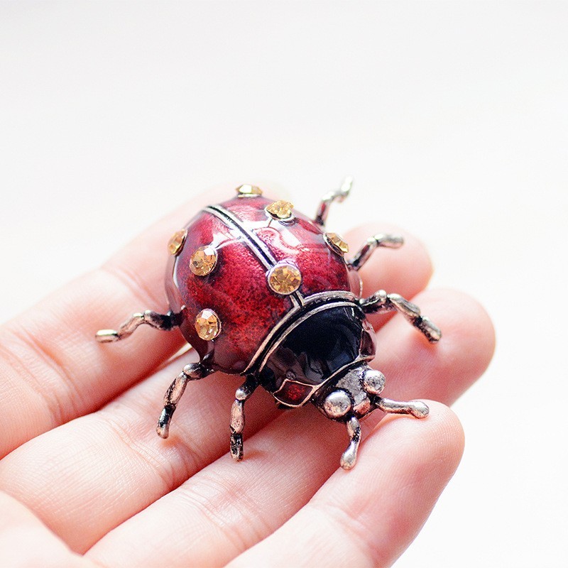 Enamel Rhinestone Ladybug Brooch Pin Vintage Style Insect Jewelry Gift New