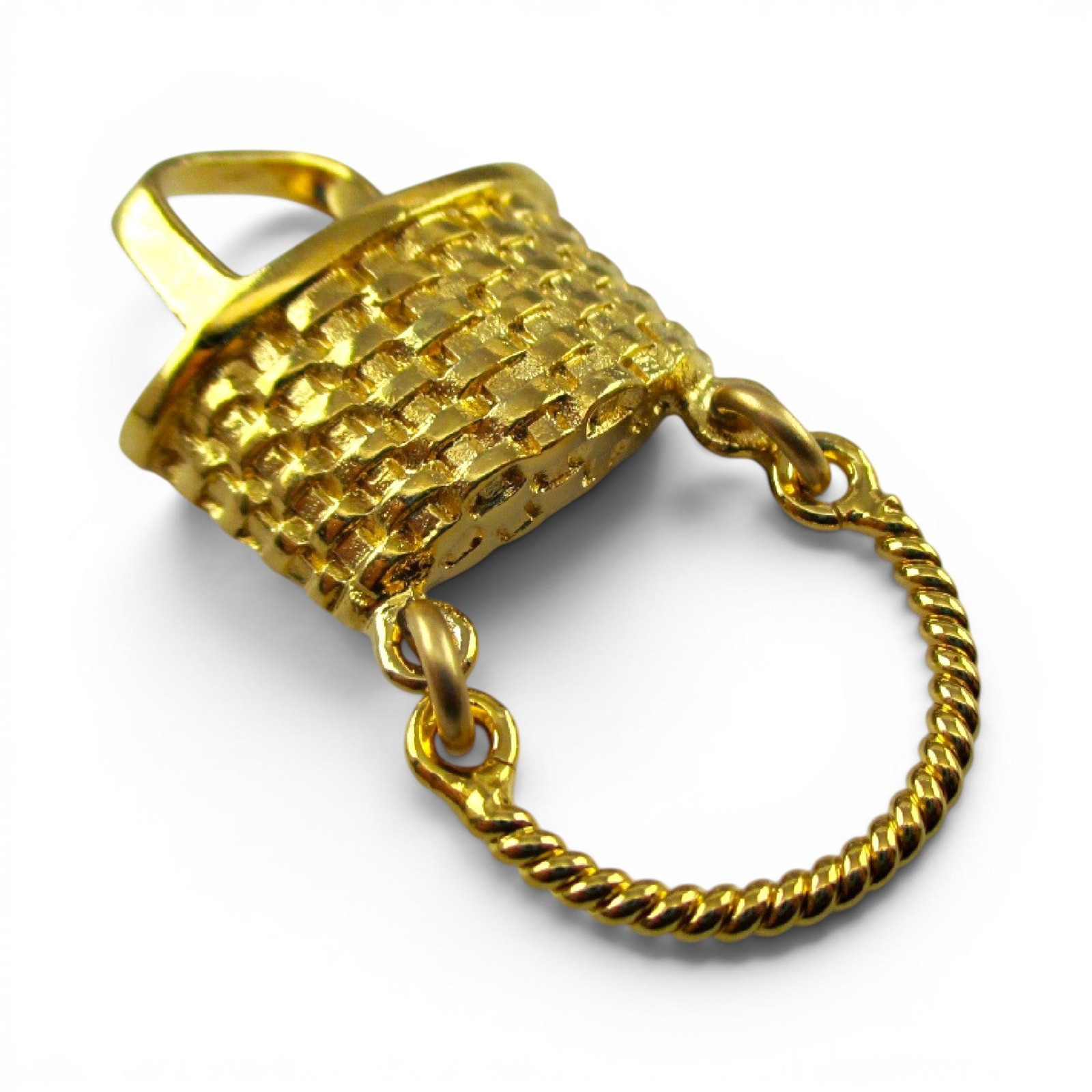 Sterling Silver Gold Vermeil Woven Basket Charm Holder Pendant Brown County
