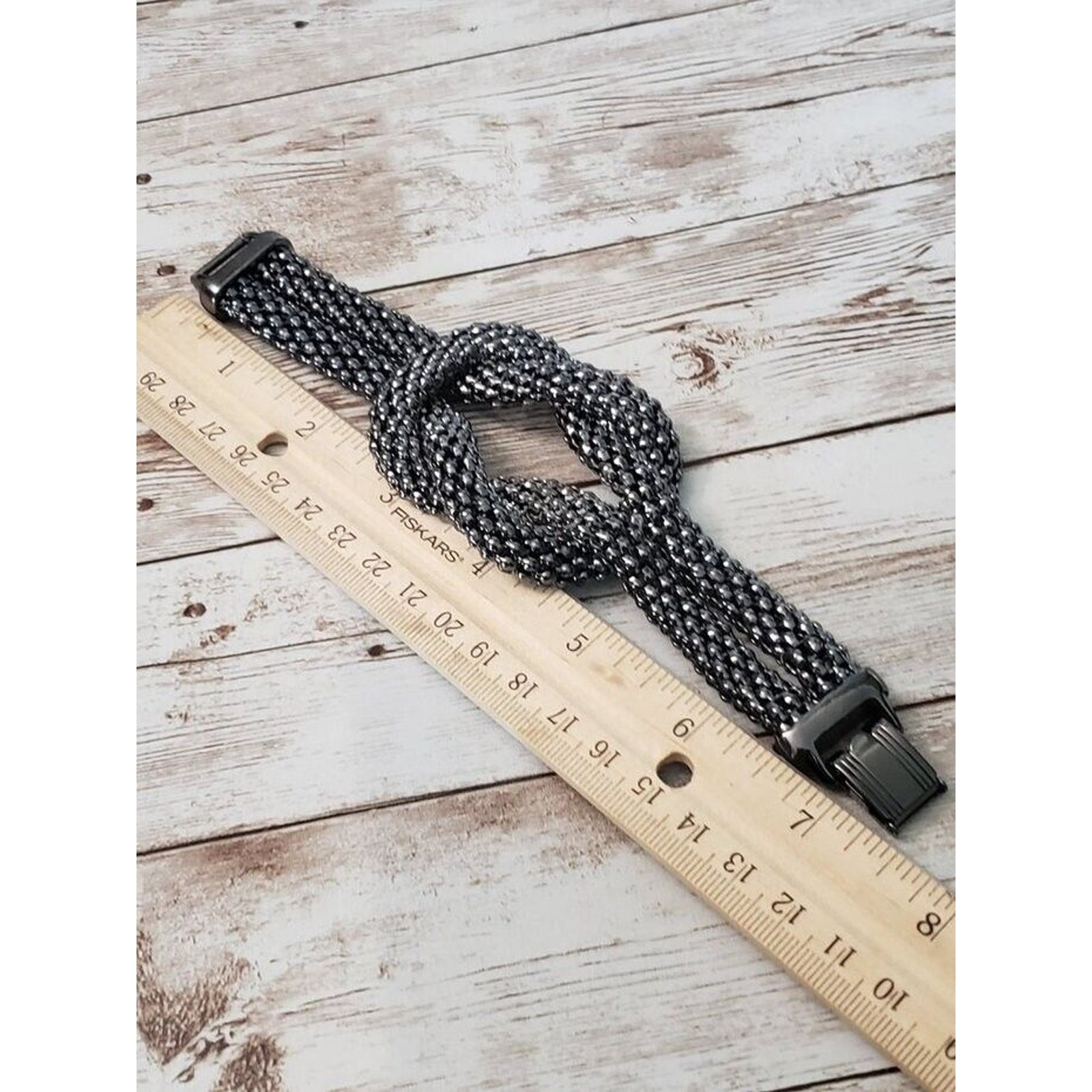 Vintage Bracelet / Bangle Dark Grey Knot Design Statement Chunky Bracelet