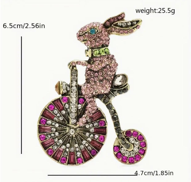 BROOCH-Vintage Style Rhinestone Rabbit Multicolor