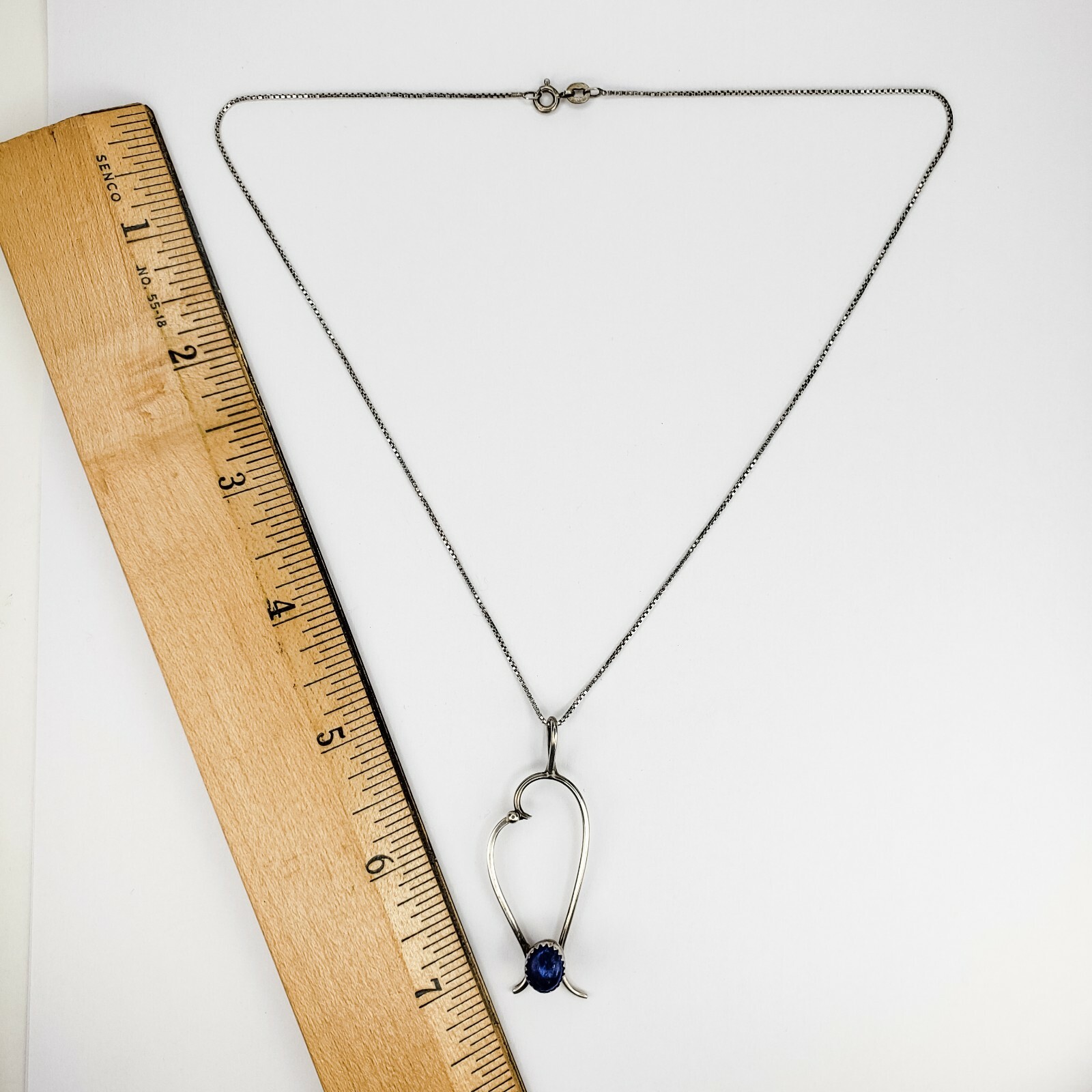 Sterling Silver 925 Freeform Sodalite Cabochon Pendant 16.25 Inch Chain Necklace