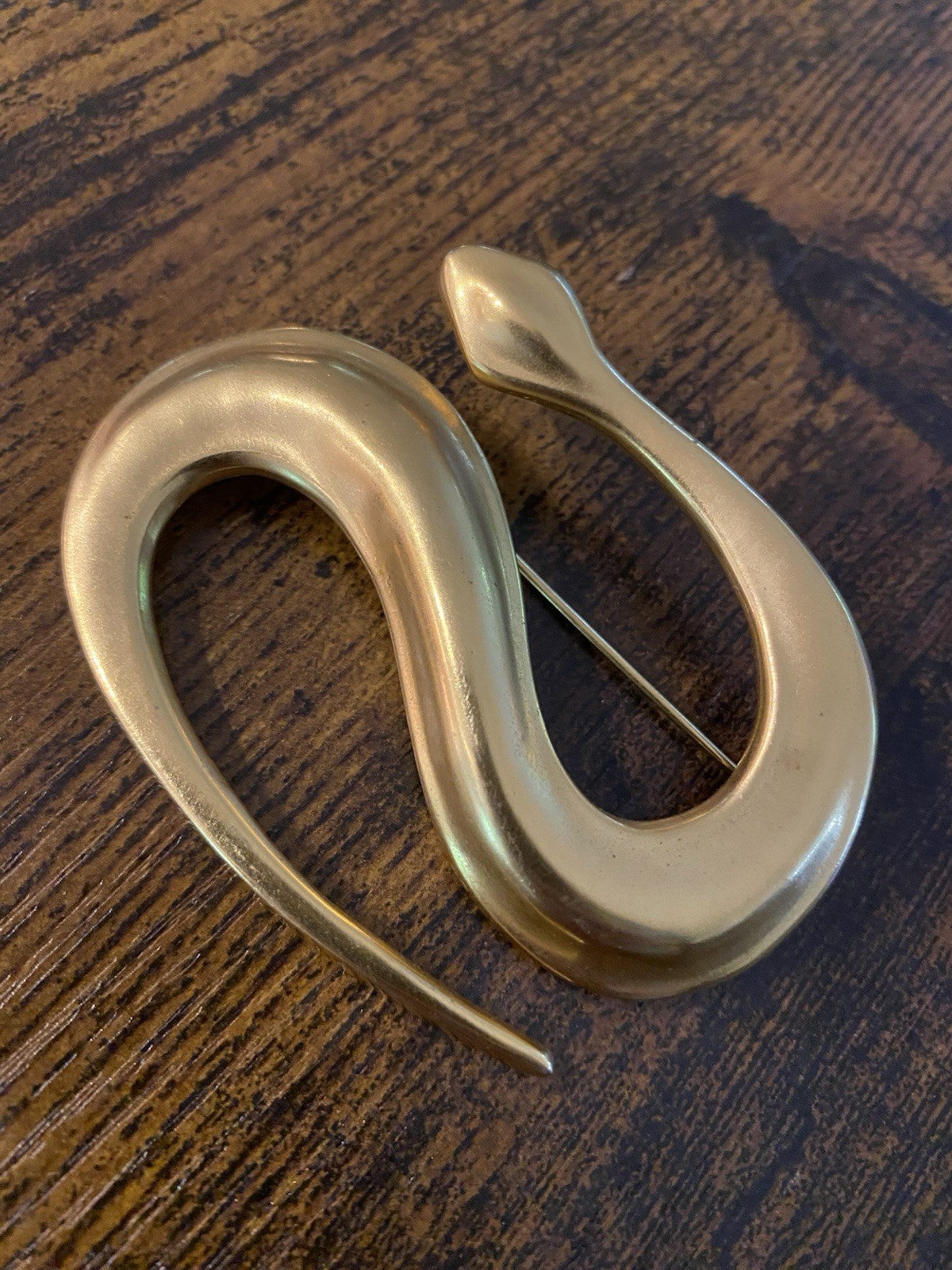 Robert Lee Morris Vintage 1980s Gold Plated Figural Snake Large Pin