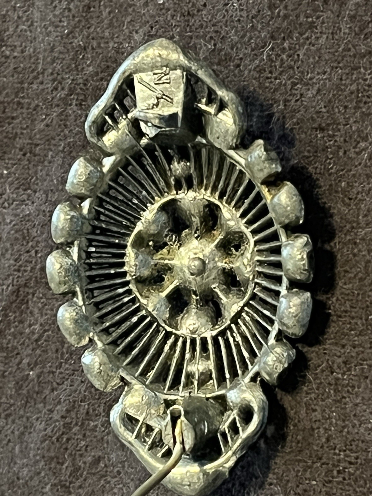 Little Nemo Art Deco Rhinestone Brooch/Pin, Silver Tone Vintage, 1.75″L x 1″W