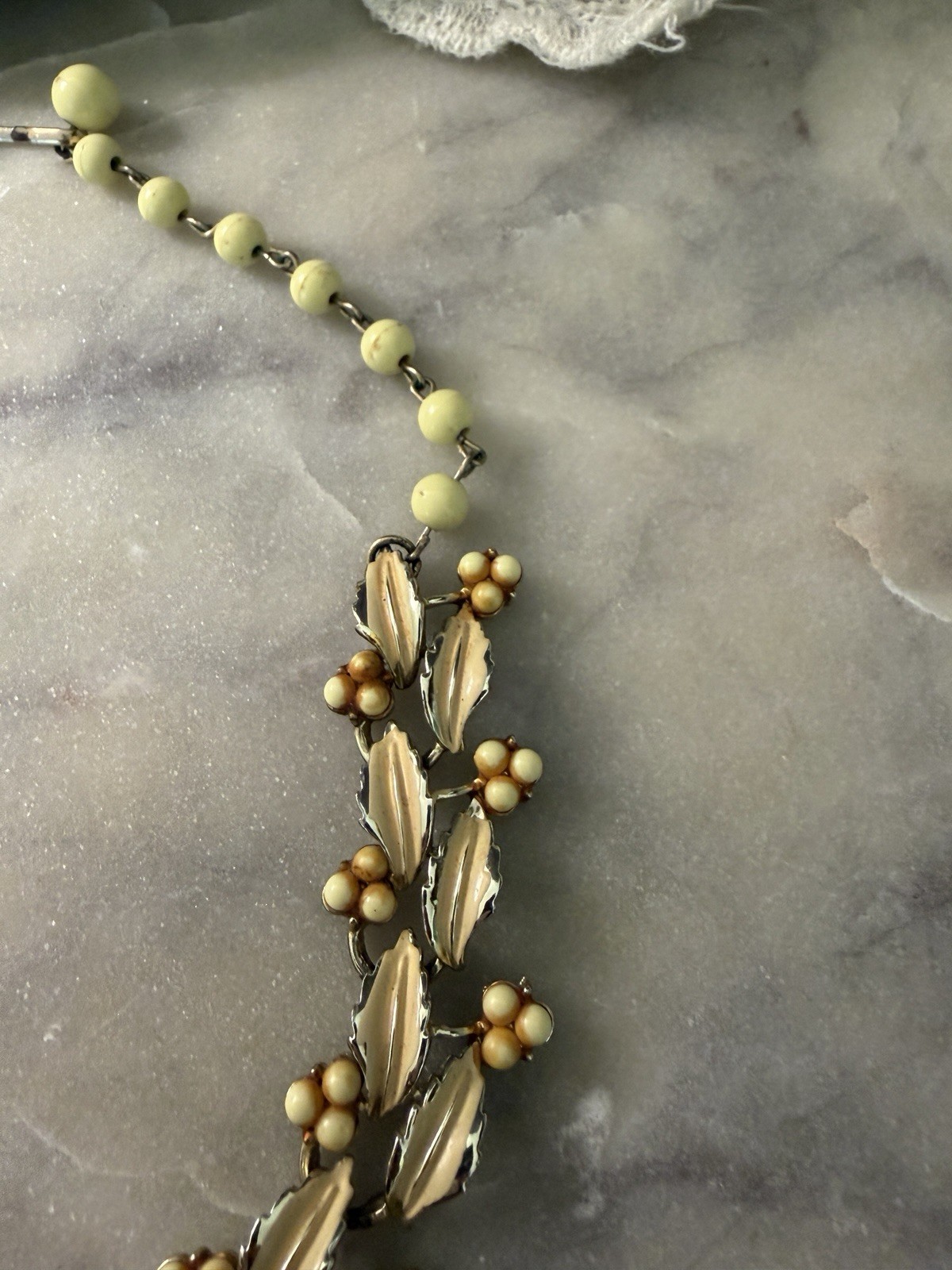 Vintage Coro Enamel Leaves Berries Choker Necklace Gold Tone Mid Century 1950s