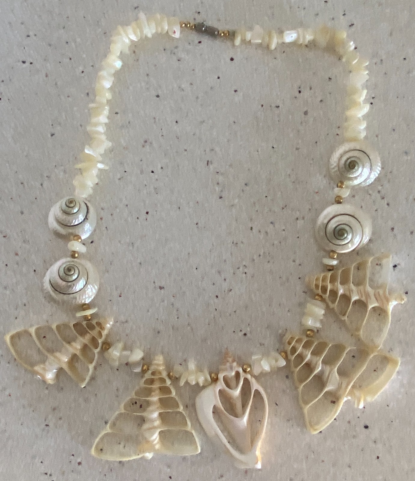 Sea Shell MOP Statement Necklace Real Seashells Beach Nautical