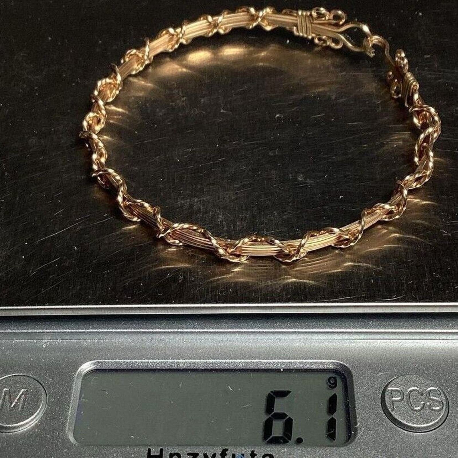 Vintage 10k Womens Gold Plated Twined Bracelet 6.1G- Very Good Condition!