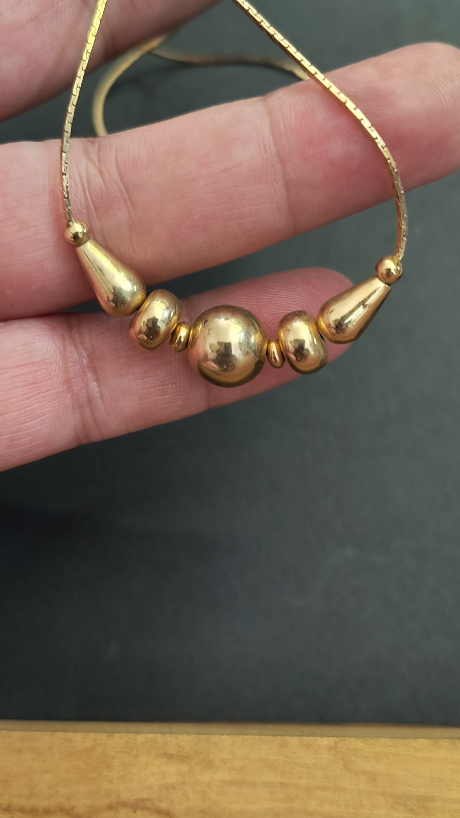 VTG Retro / Art Deco Bead Necklace in Goldtone, Ancient Theme & Style, 18 inche