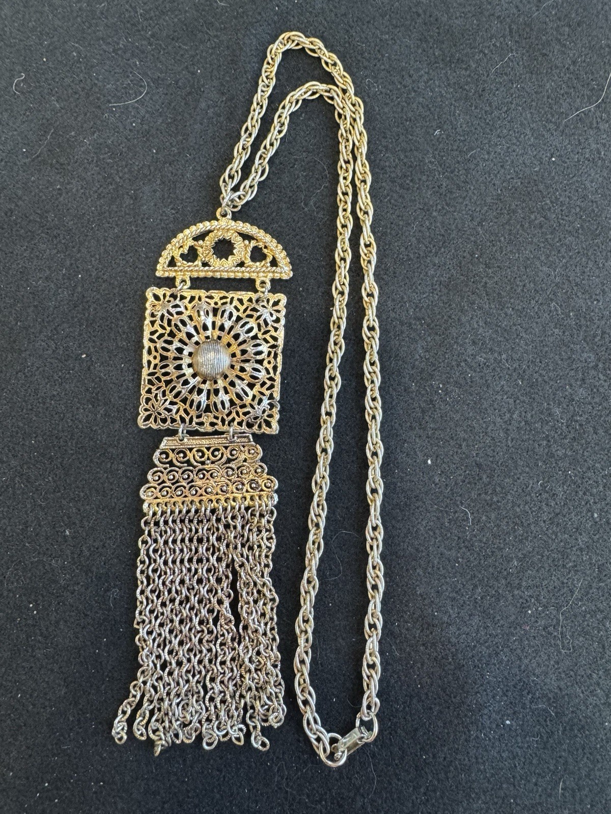 Vintage 1970’s Goldette Etruscan Waterfall Necklace